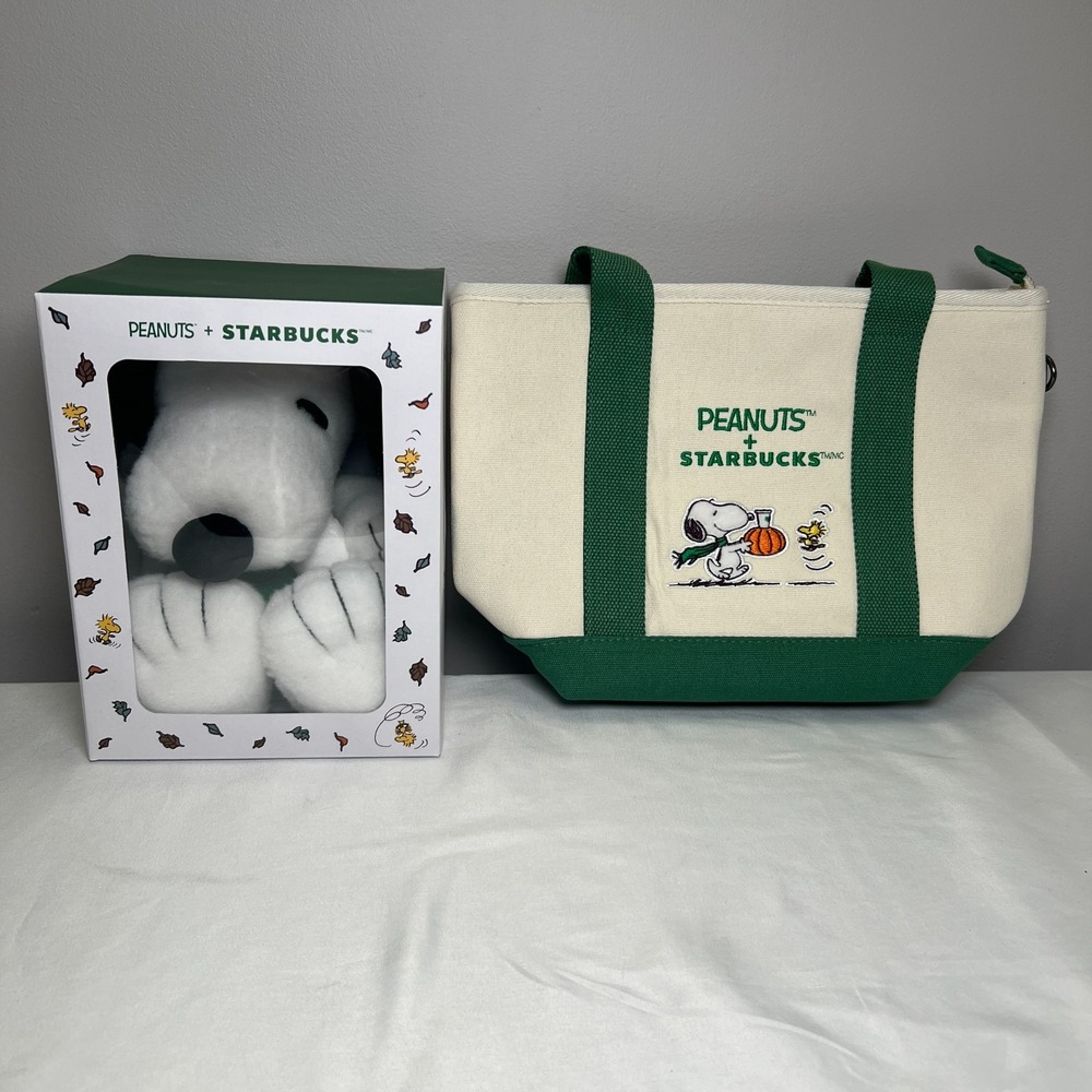 Peanuts x Starbucks Mini Canvas Tote Snoopy Plush Bundle New Great Pumpkin 2026